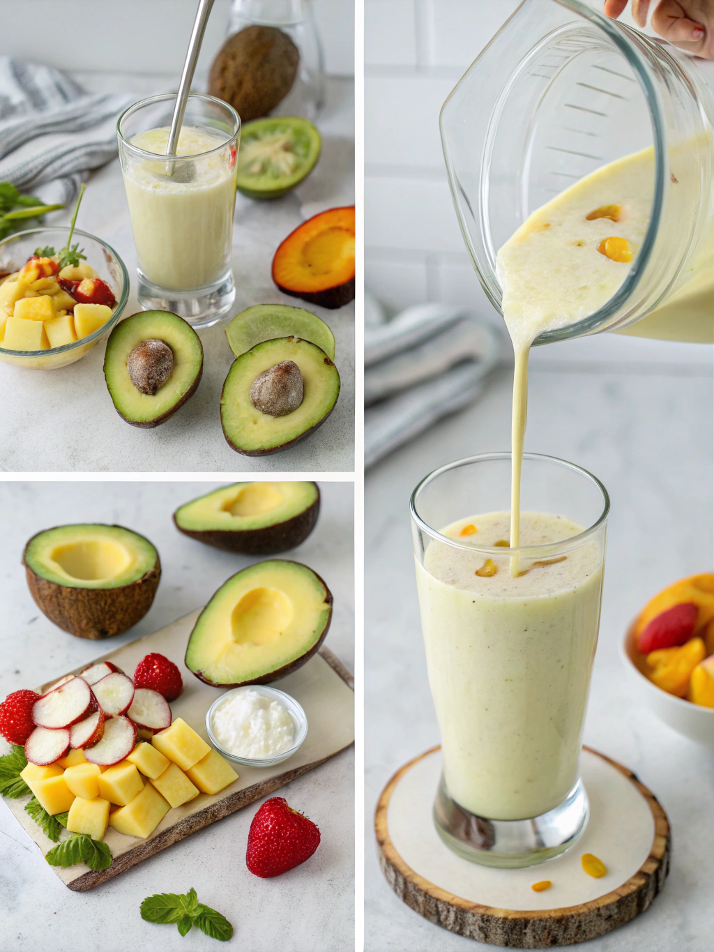 avocolada tropical smoothie preparing steps