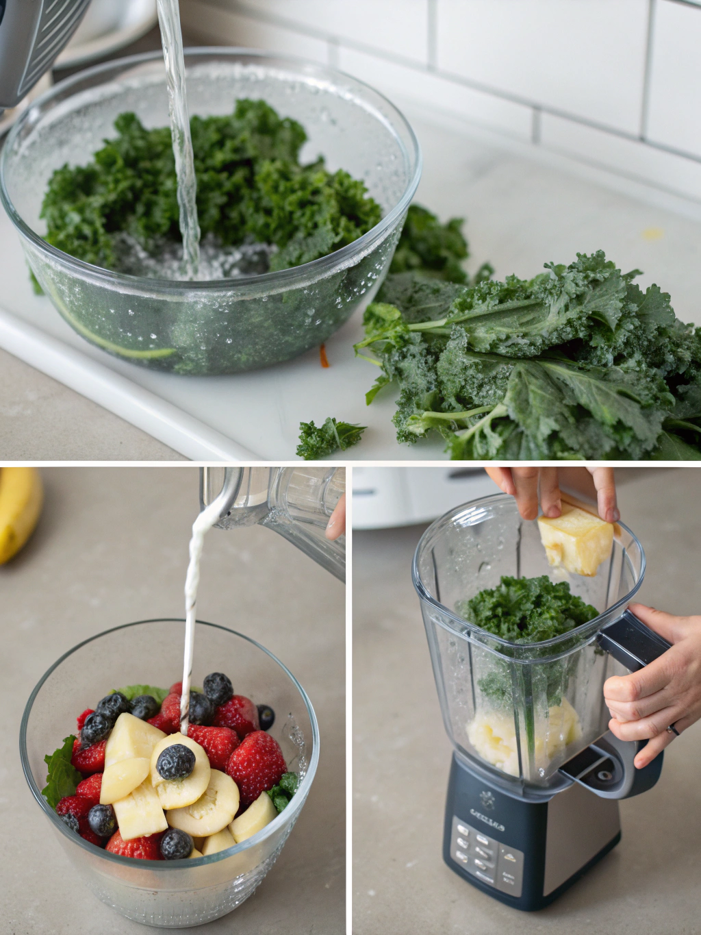 kale smoothie preparing steps