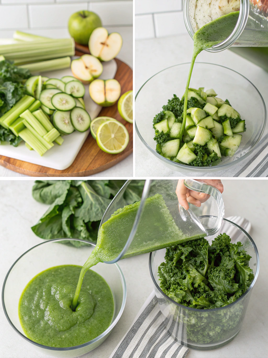 green juice recipe preparing steps