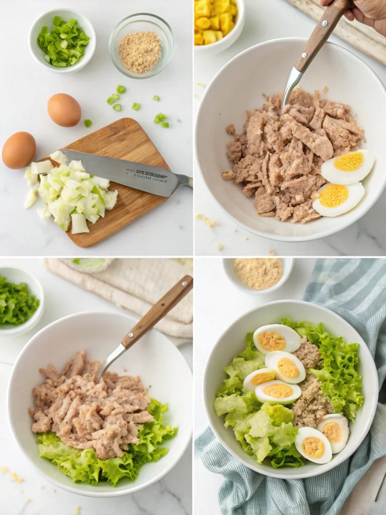 tuna salad recipe with egg preparing steps