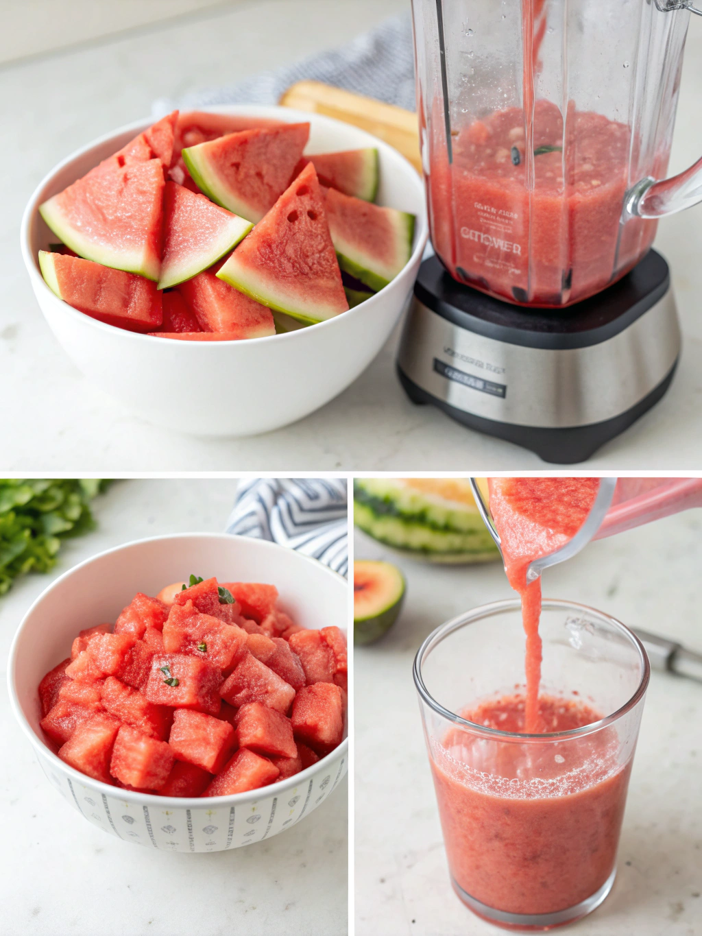 watermelon smoothie preparing steps