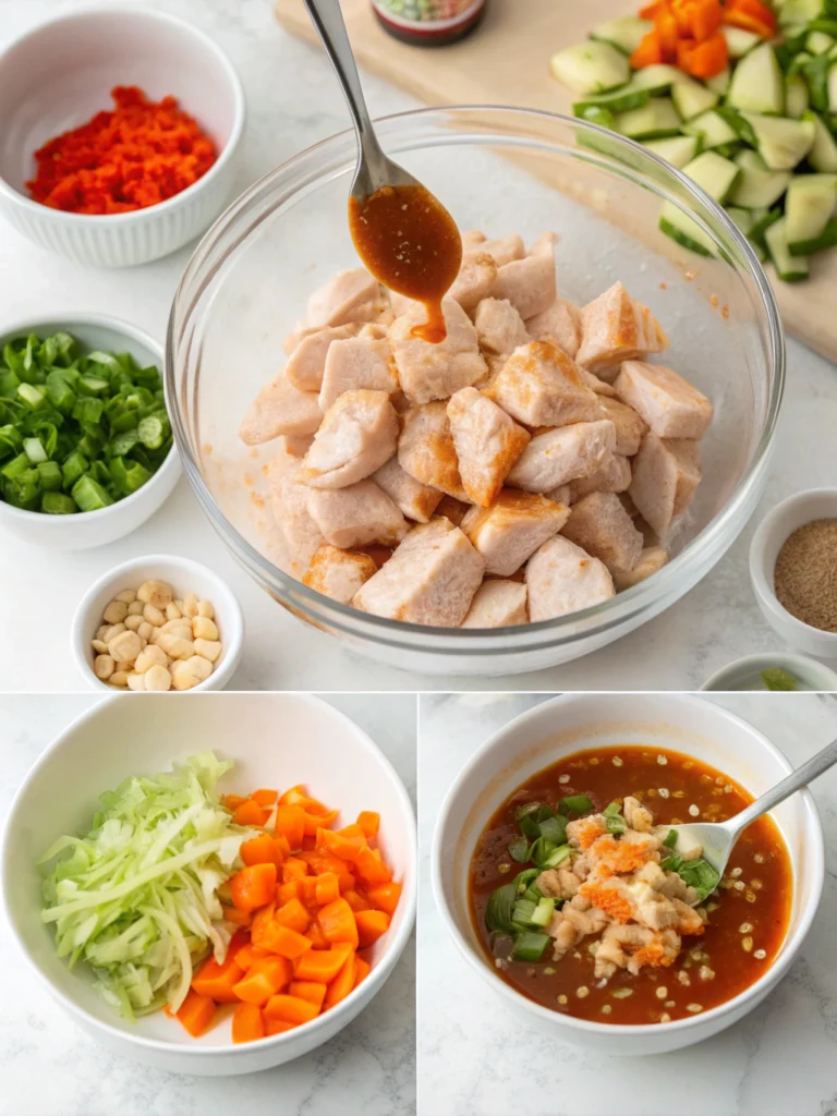 Bang Bang Chicken Bowl preparing steps