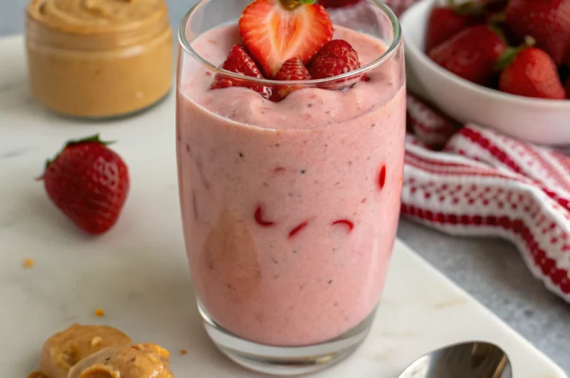 Strawberry smoothie with peanut butter