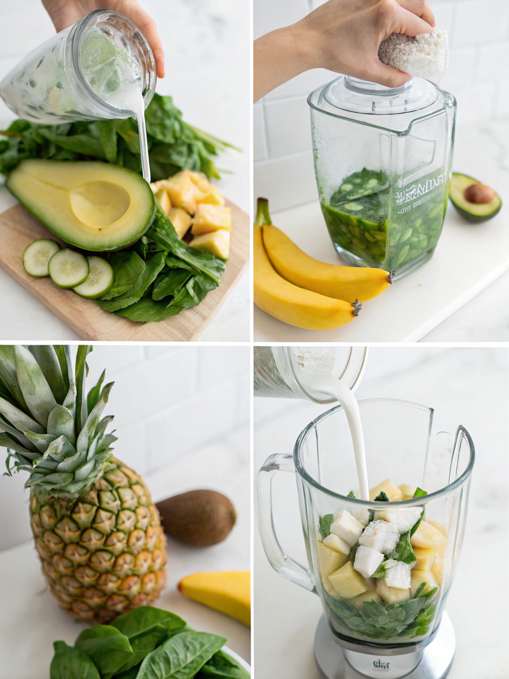 Tropical Green Smoothie preparing steps