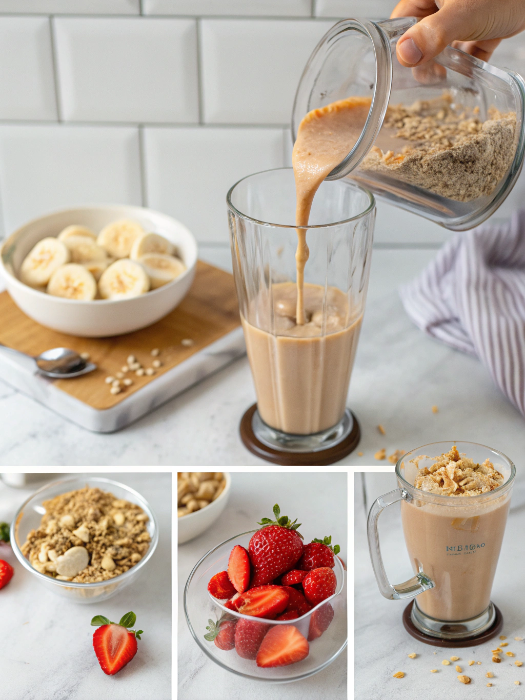 peanut butter smoothie preparing steps