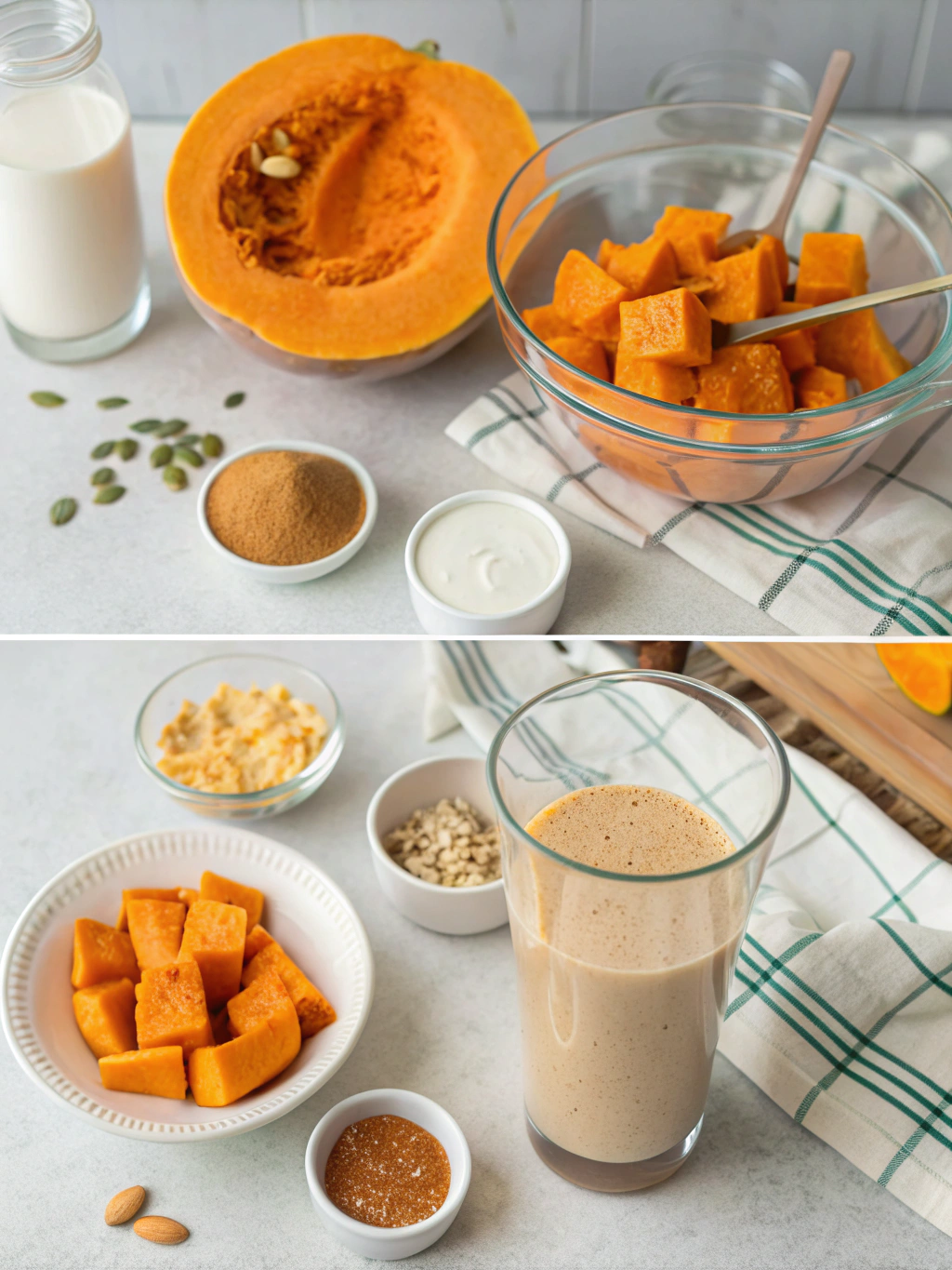 pumpkin smoothie preparing steps