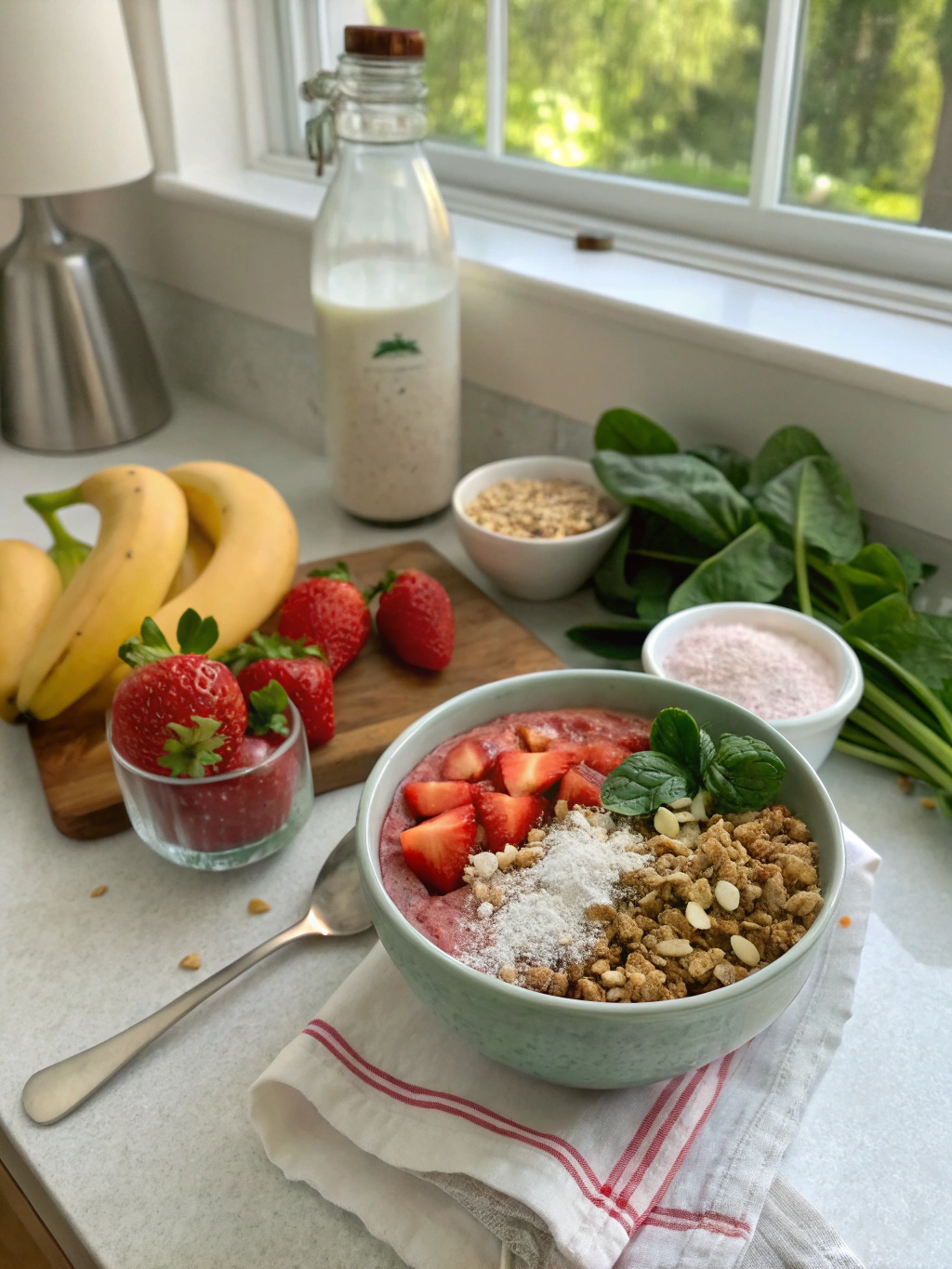 hailey bieber smoothie at home, healthy strawberry smoothie recipe ingredients