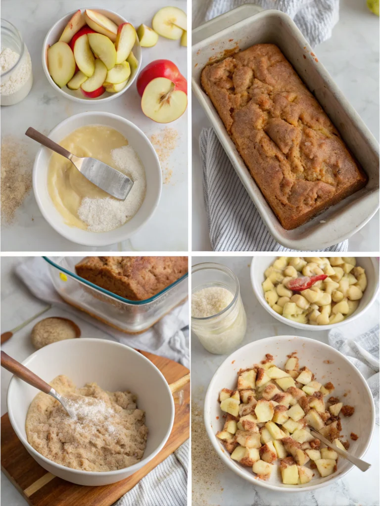 Apple Fritter Bread preparing steps